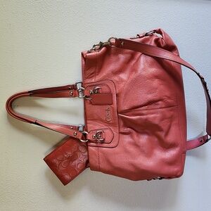 Coach handbag with shoulder strap and wallet